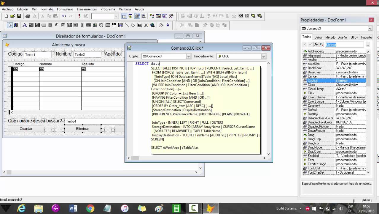 como guardar y hacer una busqueda en visual FoxPro 9.0 (vfp9.0)