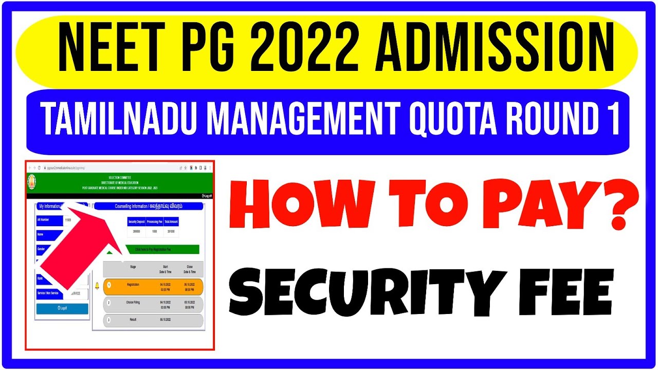 🩺NEET PG 2022 HOW TO PAY SECURITY FEE & COUNSELING FEE ROUND 1 TAMILNADU MANAGEMENT QUOTA