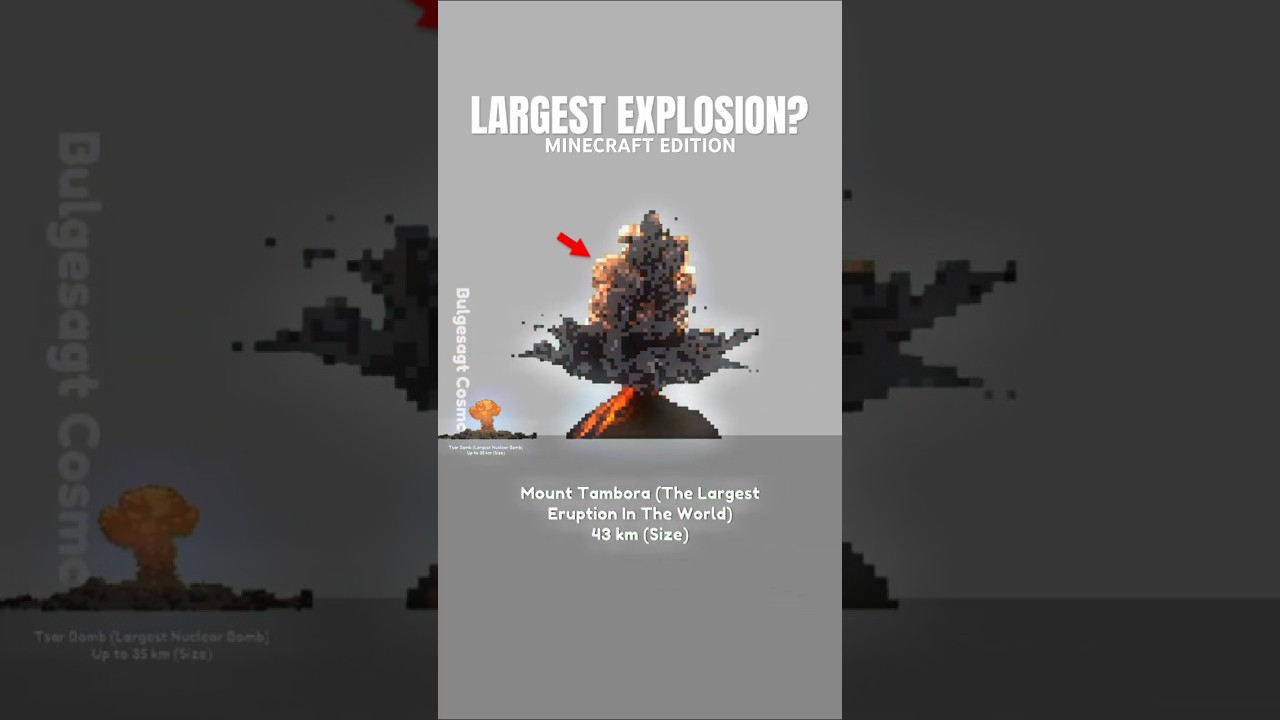 NUCLEAR EXPLOSIONS SIZE COMPARISON, but in Minecraft