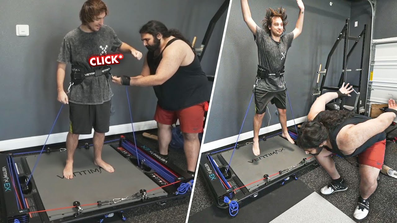 Reverse Trampoline In Action... | Esfand works out w/ Mitch Jones
