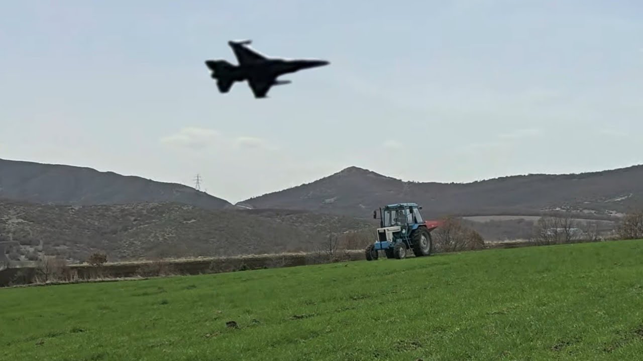 Two F-16 Falcons Raiding Belarus 82/Mtz 82 Tractor While Spreading Fertilizer in Greece.