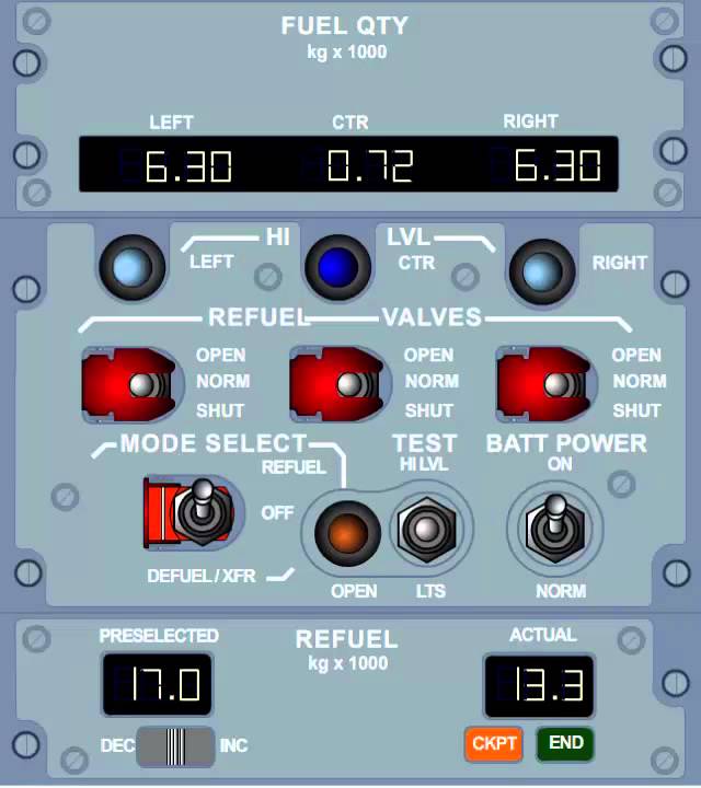 FUEL SYSTEM AIRBUS A320 REFUELING CONTROL PANEL