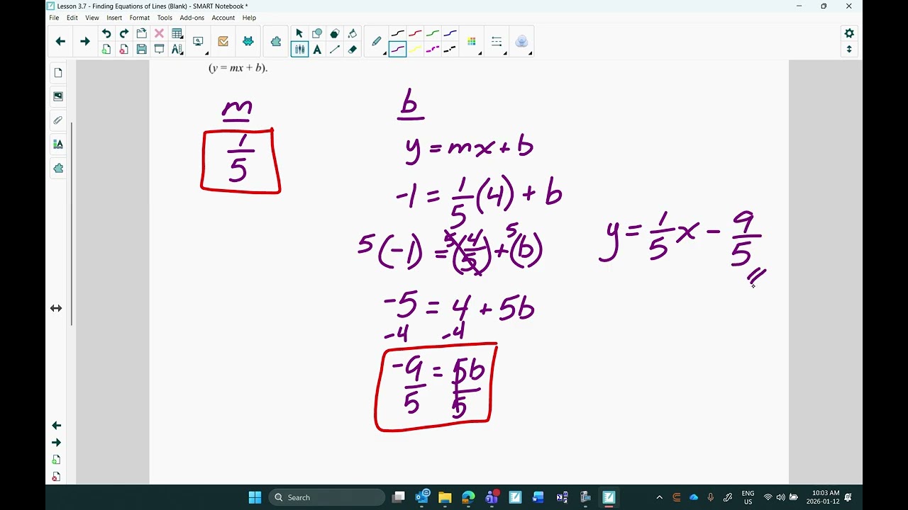 Lesson 3.7: Finding Equations of Lines (Video Lesson, Part 1)