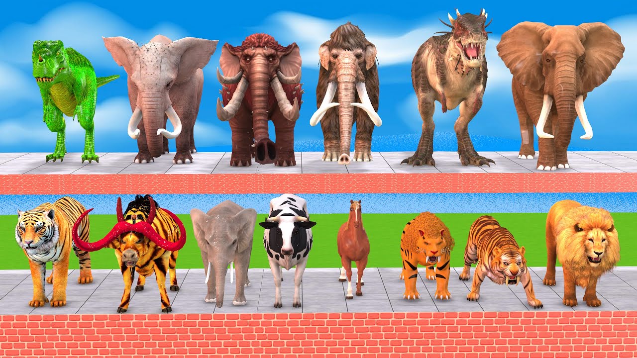 Prehistoric Mammoths Vs Dinosaurs Battle in Tug of War All Units - Animal Revolt Battle Simulator