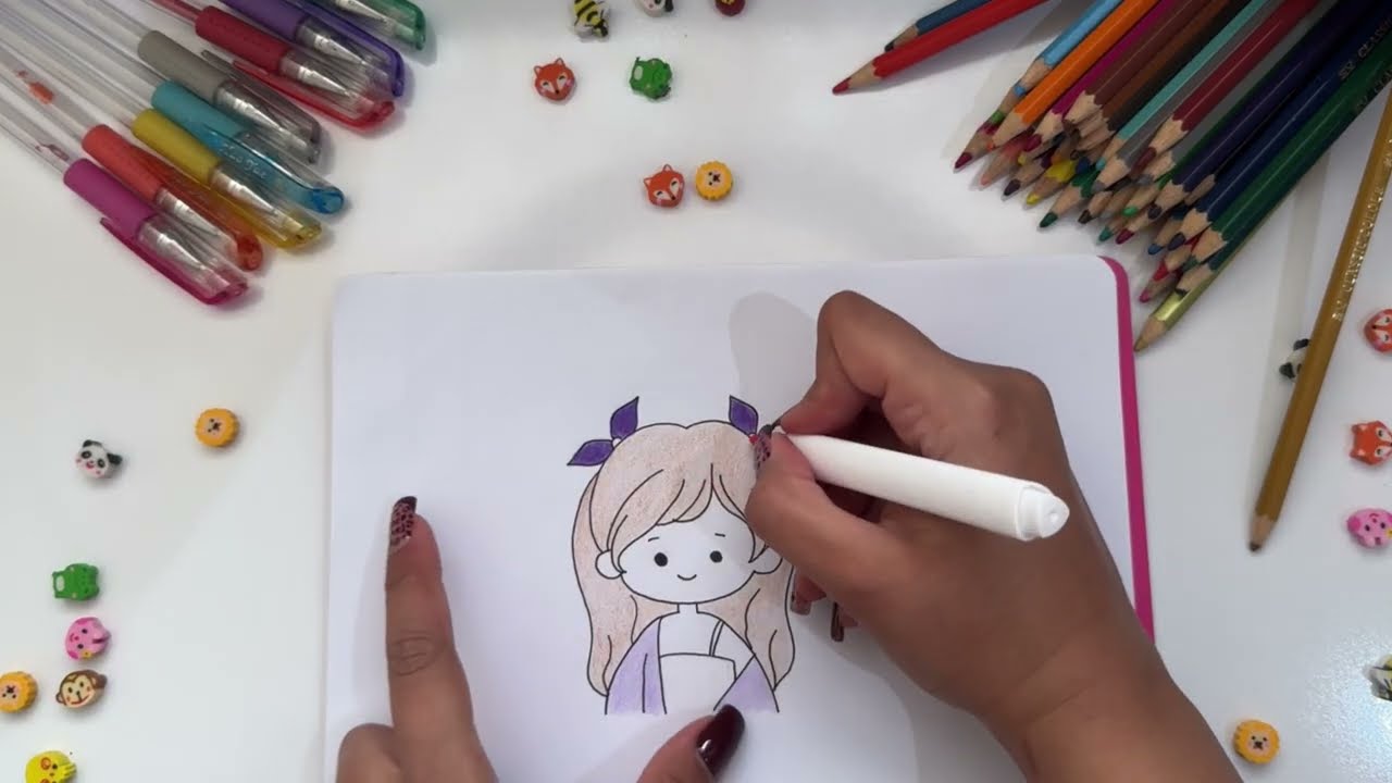 Kawaii Girl Coloring | Satisfying Before & After Transformation Drawing 🎀✨