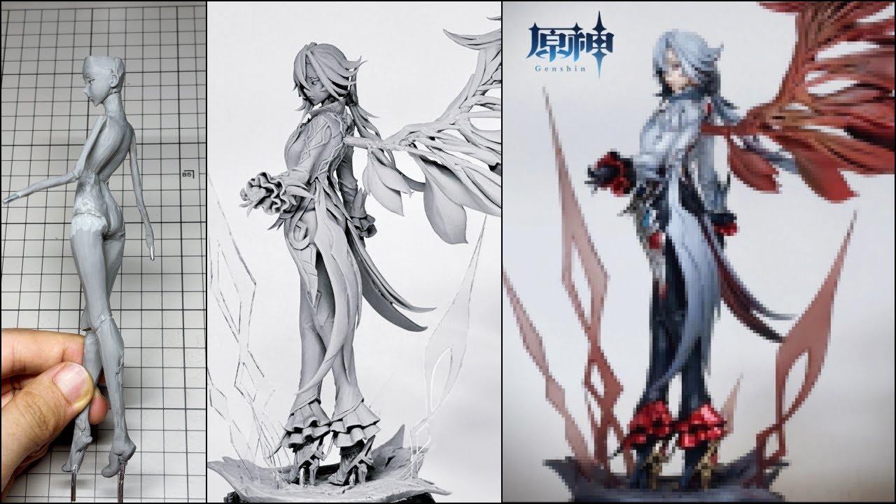 【原神】アルレッキーノ(召使)のフィギュアを作ってみた【粘土】How to make a figure of Arlecchino -Genshin-