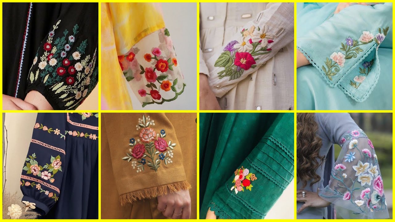 Unique style hand embroidery designs for dresses / sleeves design  #stitching ideas / useful video