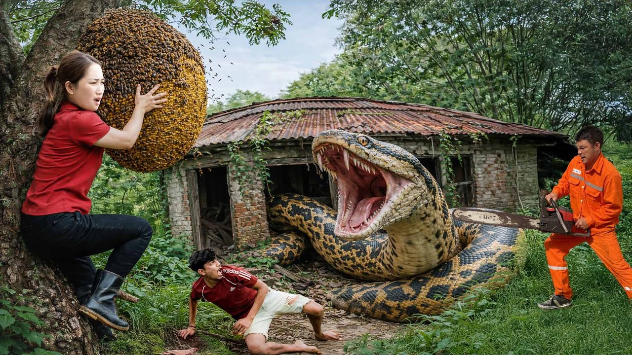 She Faced a Giant Anaconda While Harvesting Wild Honey for Market | Shocking Jungle Survival 🐍🍯