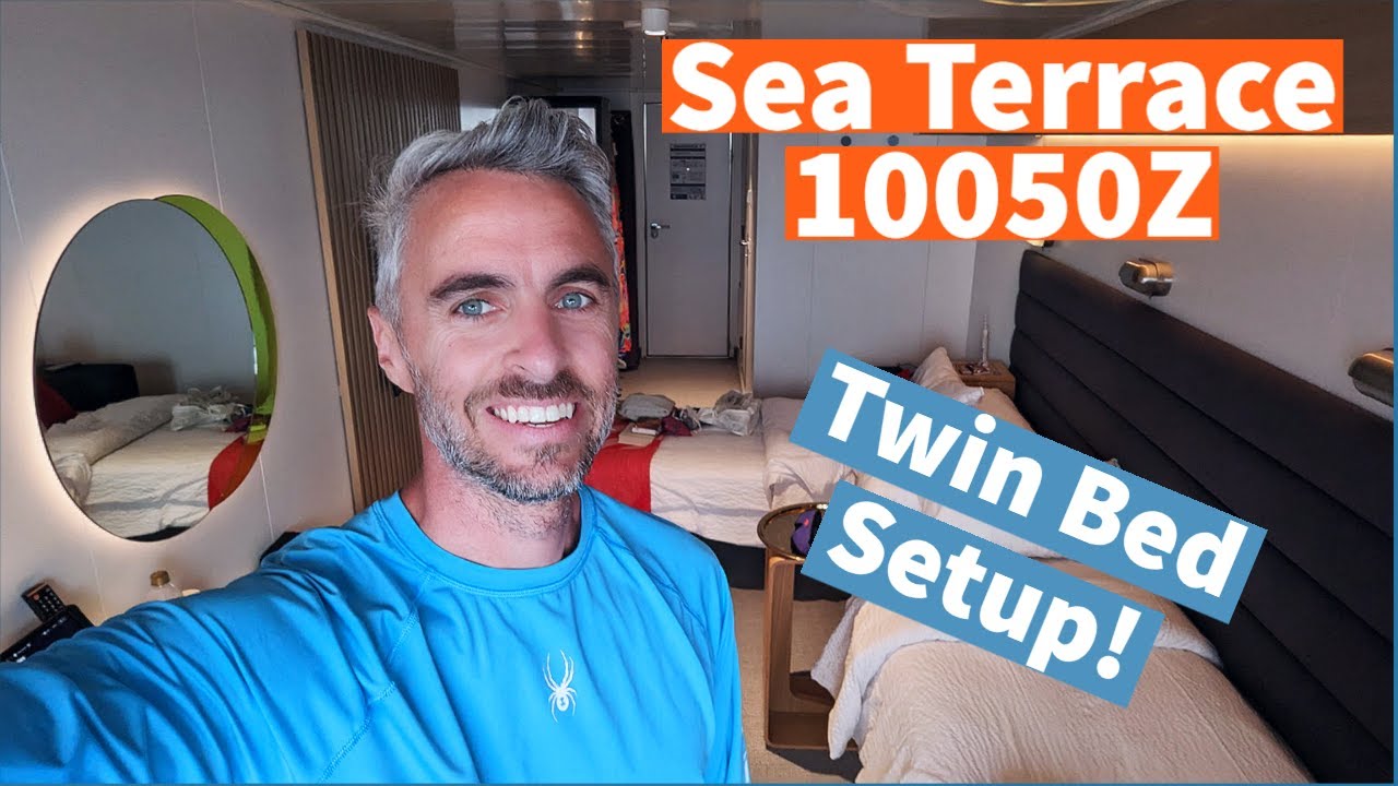 Virgin Voyages Sea Terrace 10050Z Cabin Tour! The Twin Bed Setup on Virgin Voyages Scarlet Lady!