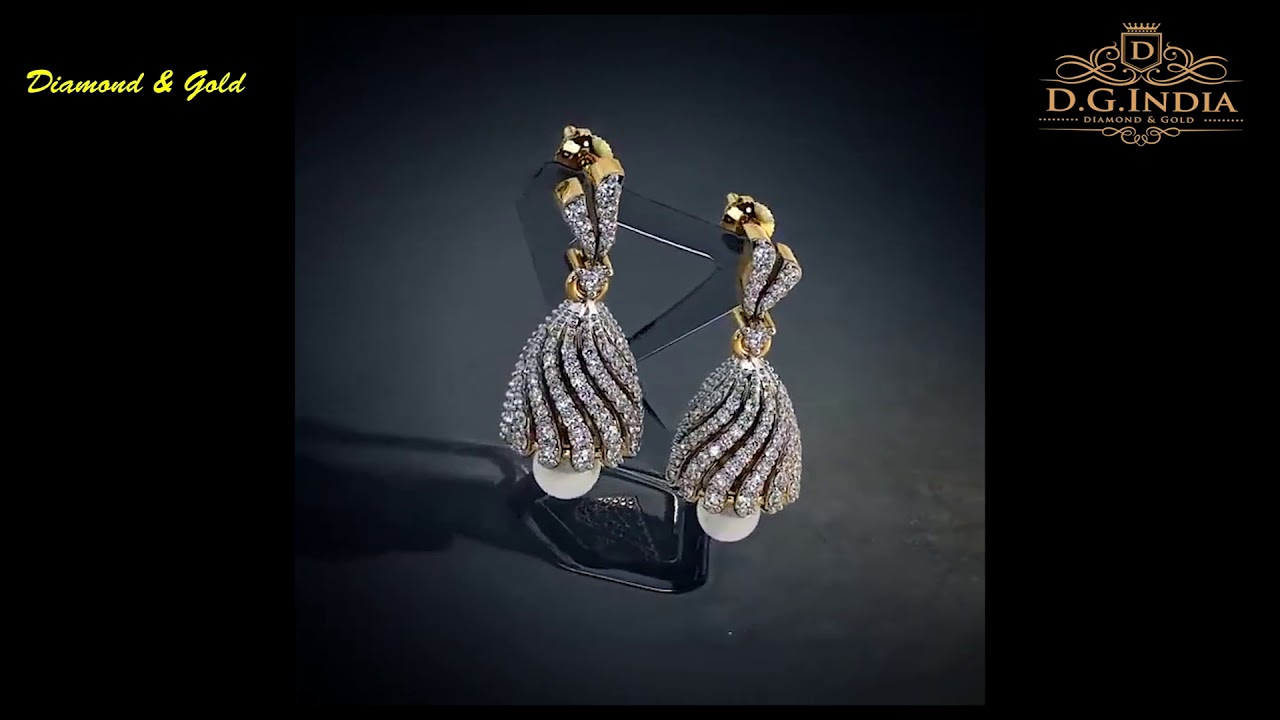 Designer Bluestone Gold Jhumkas Earring Designs (2018)