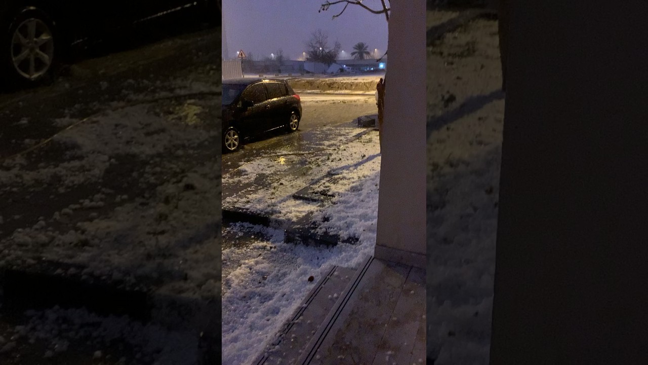 Abudhabi Alain today heavy Hail storm, rain, thunder, lightning!! #hail #snowfall #uae
