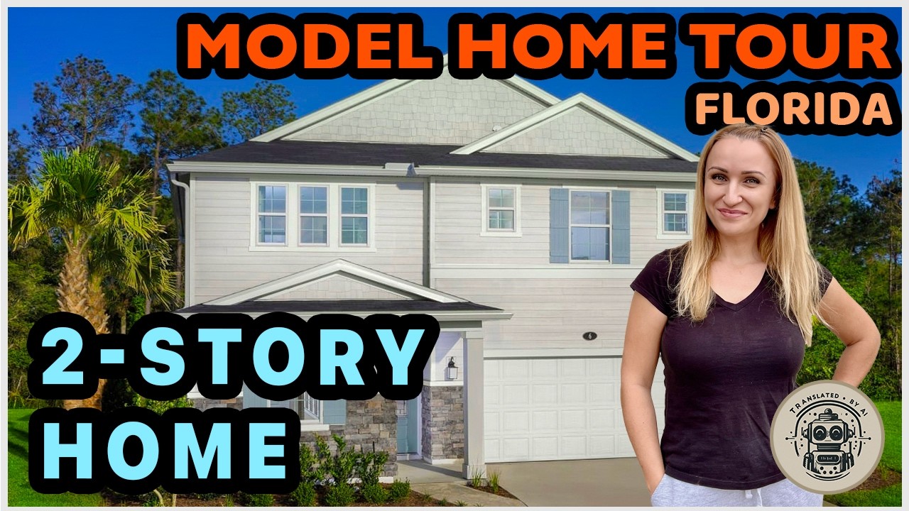 Model home tour. Two-story house in community. Two houses. New construction. Florida. Palm Coast.