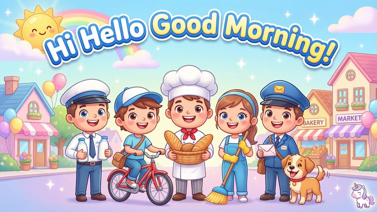 Hi Hello Good Morning Rhyme 🌞 | Friendly People Song for Kids | Nursery Rhymes@TinyUnicorns-j7n 