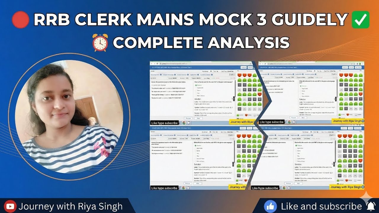 🔥RRB CLERK MAINS FULL MOCK 3✅ Guidely 🔴|📌 Complete Analysis⏰|share score👇 #youtubevideos #rrb #ibps 