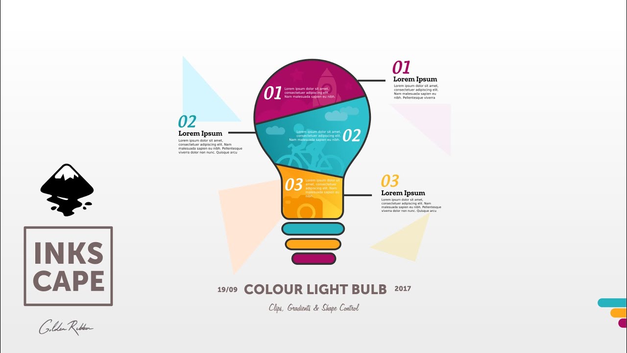 Inkscape Infographic: Coloured Light Bulb