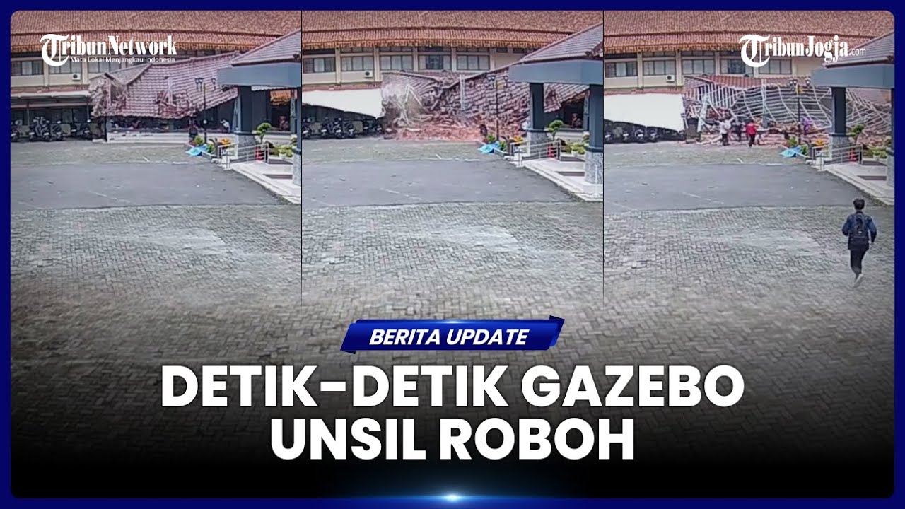 REKAMAN DETIK DETIK ATAP GAZEBO UNSIL ROBOH MENIMPA BELASAN MAHASISWA