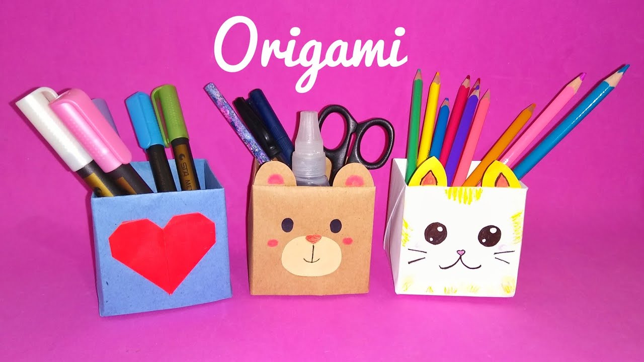 Como fazer coisas de papel - Porta lápis / Organizador de Material - Origami Box