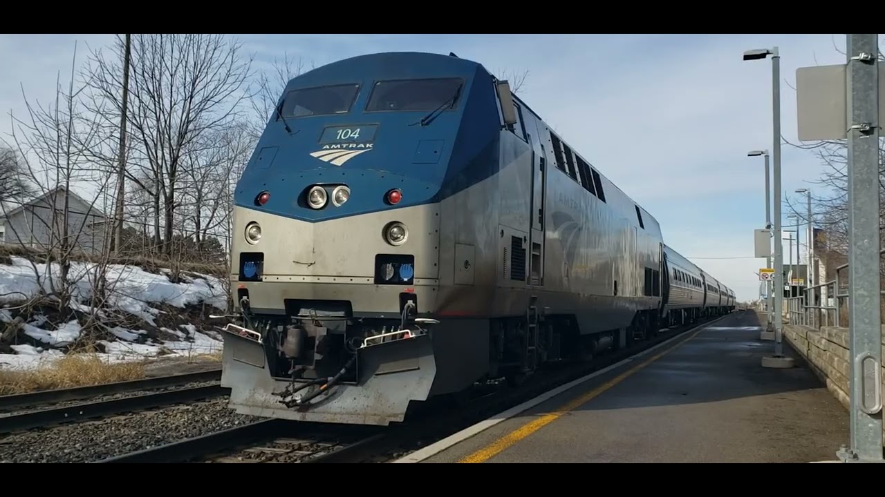 February 28 2026 Amtrak 104 In St. Catharines with music playing on a scanner