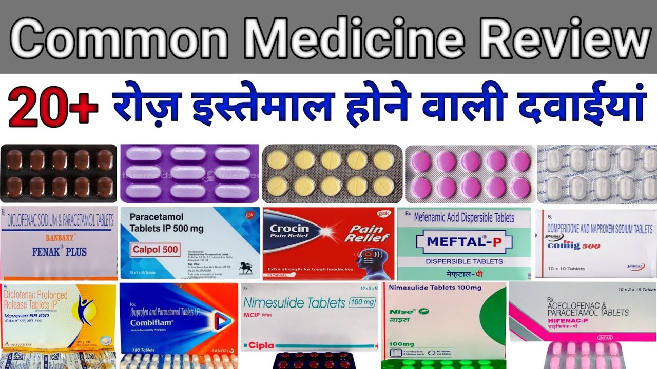 Common Medicine List | दर्द और बुखार की बेहतरीन दवाईयां | Full Information In Hindi + English