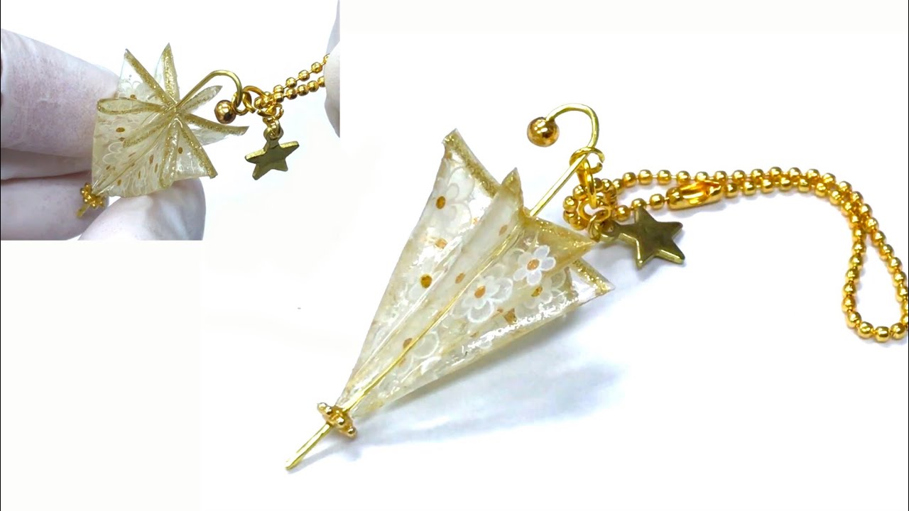 【UVレジン　100均】前回と少し違う方法で雨傘チャーム作ってみました🌂 UV resin Umbrella charm