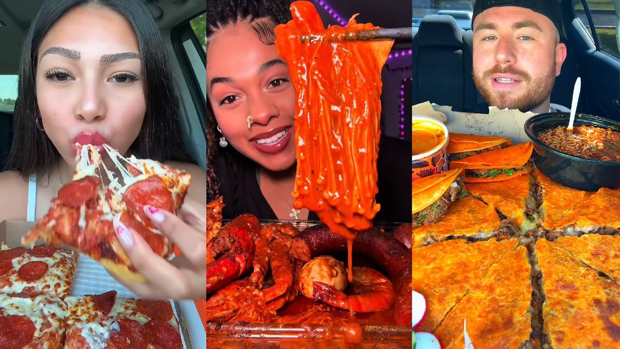 TIKTOK Mukbang Compilation | Little Caesars, SeaFood Boil, Chipotle, In-N-Out & More!