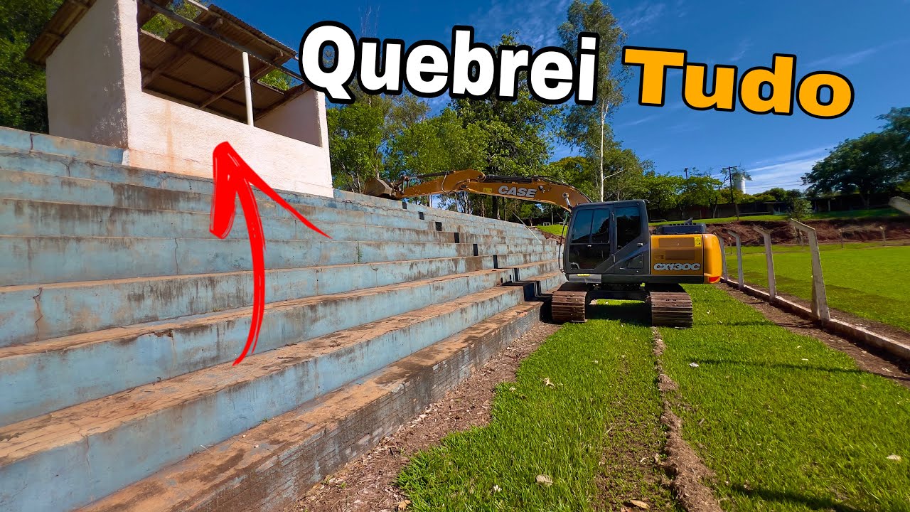 DEMOLIÇÃO de ARQUIBANCADA com escavadeira hidráulica | SERVIÇO PESADO do início ao fim 💥🚜