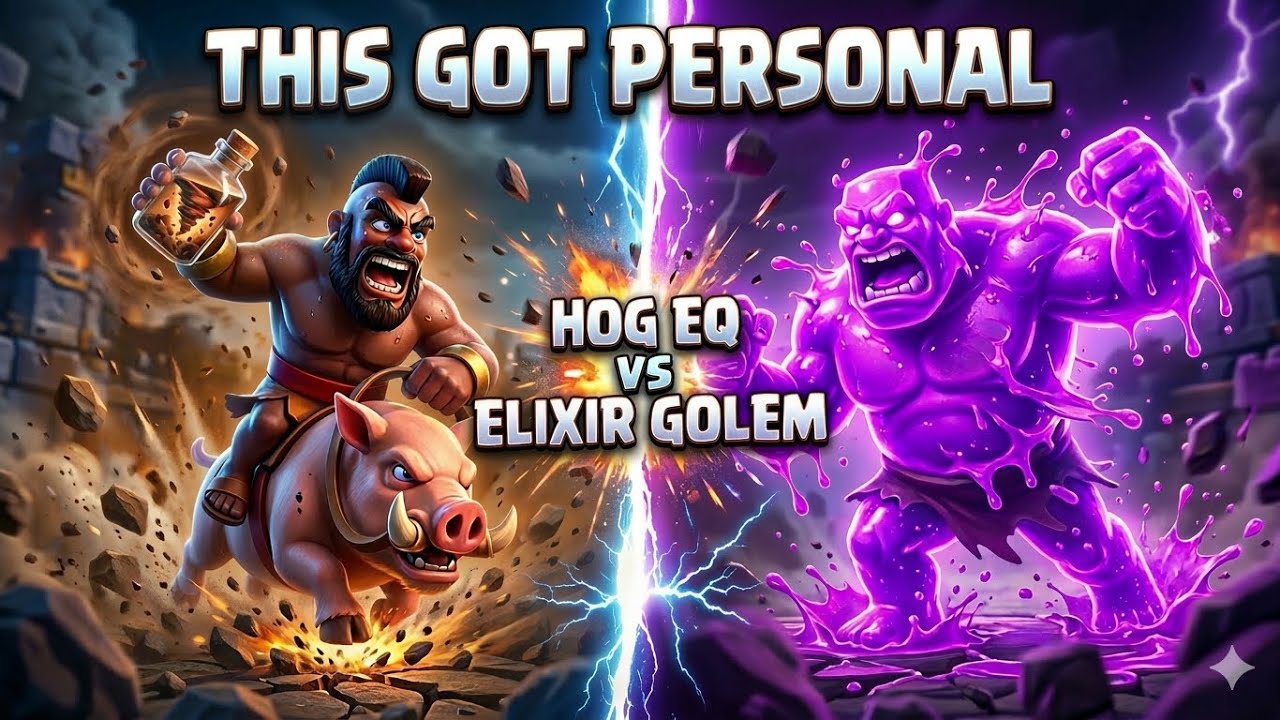 Hog EQ vs Elixir Golem | Clash Royale | Trophy Road