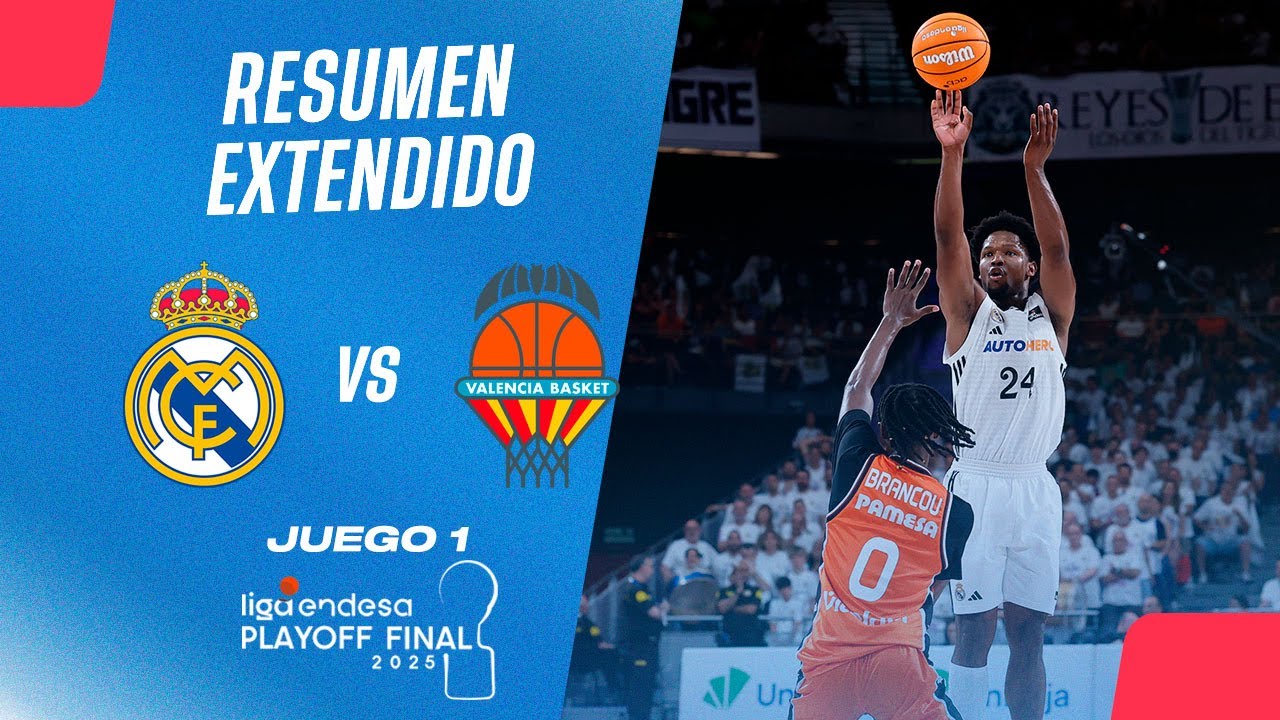 🏀Resumen Extendido: Real Madrid vs Valencia Basket - J1 Finales Liga Endesa 2024-25