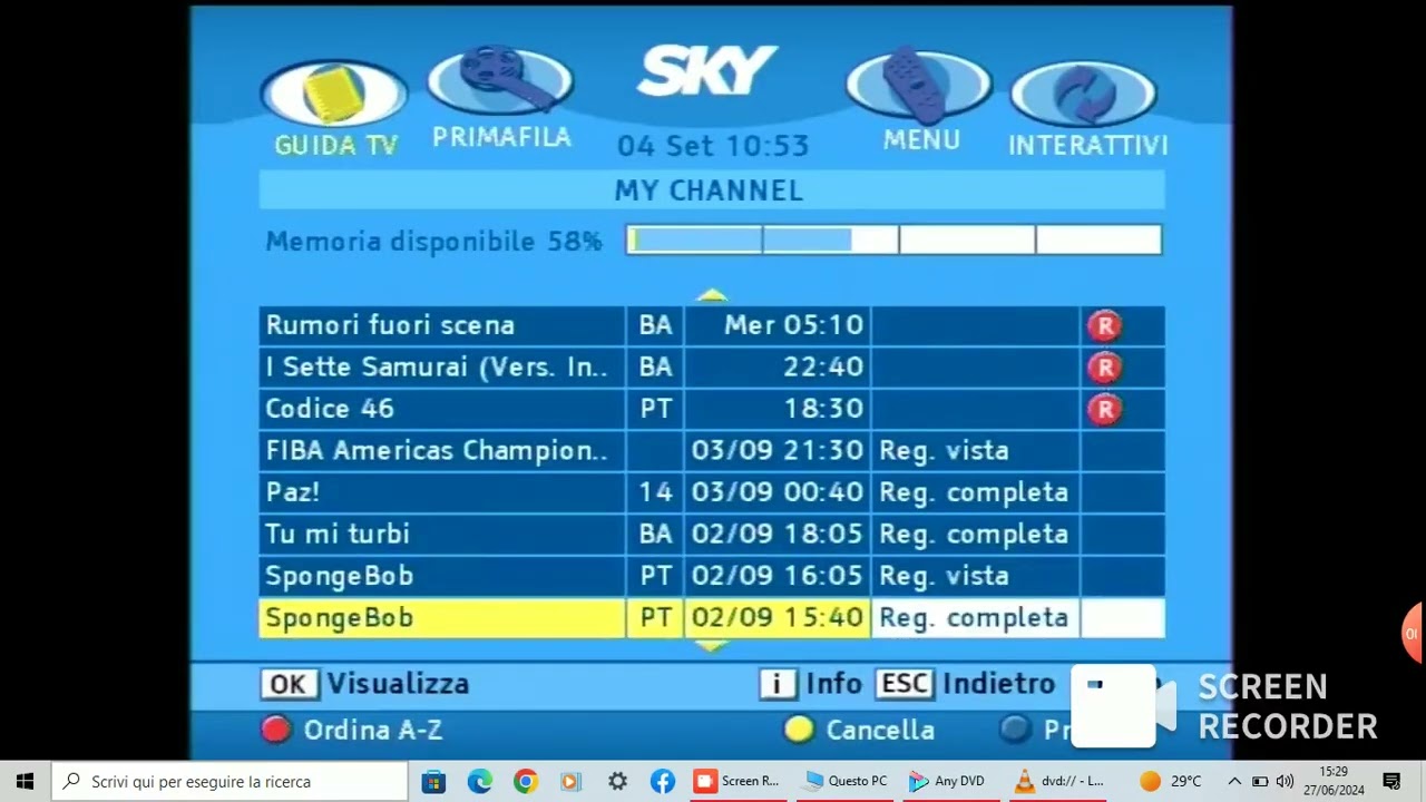 *RARO* Guida TV Sky + breve sequenza velocizzata Nickelodeon del 04/09/2007