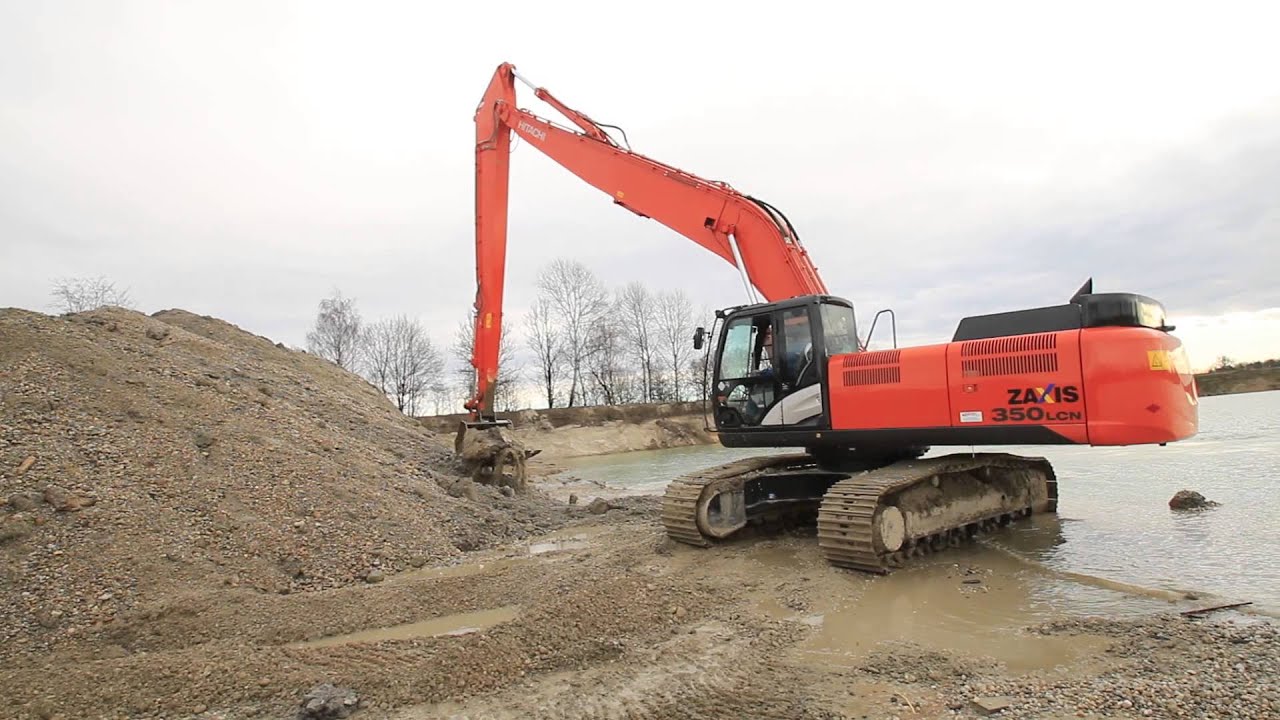 HITACHI ZX350NLC-5 Long Reach digging gravel