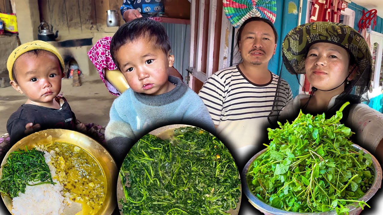 Organic Watercress (Simsag) Recipe with rice | Sim Rayo  सिम साग सँग भात खाइयो Nepali Village vlog