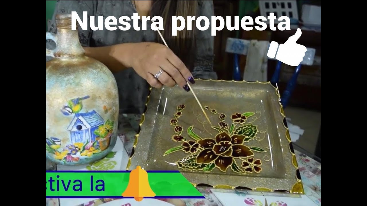 Cómo craquelar  2 pasos y hacer un Falso vitral sobre un Plato de Vidrio #conloquetengamos