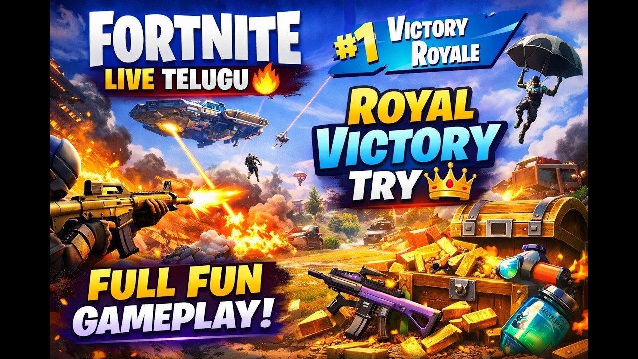 Fortnite Live Telugu 🔥 | Royal Victory Try 👑 | Full Fun Gameplay | Gamerz Pillodu