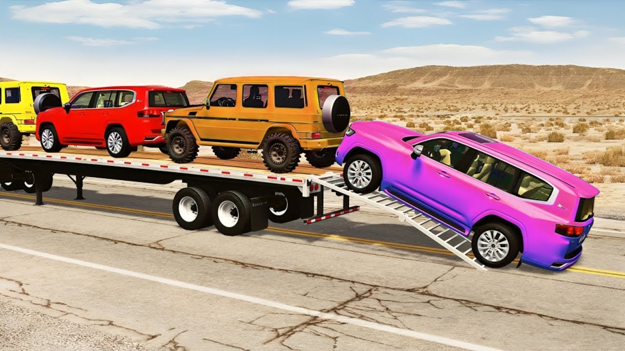 Flatbed Truck Mcqueen | Transportation with Truck - Pothole vs Car 