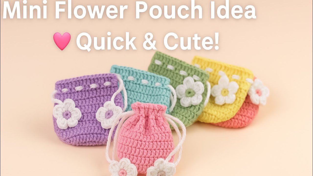 Easy Crochet Mini Pouch 🌸🌼