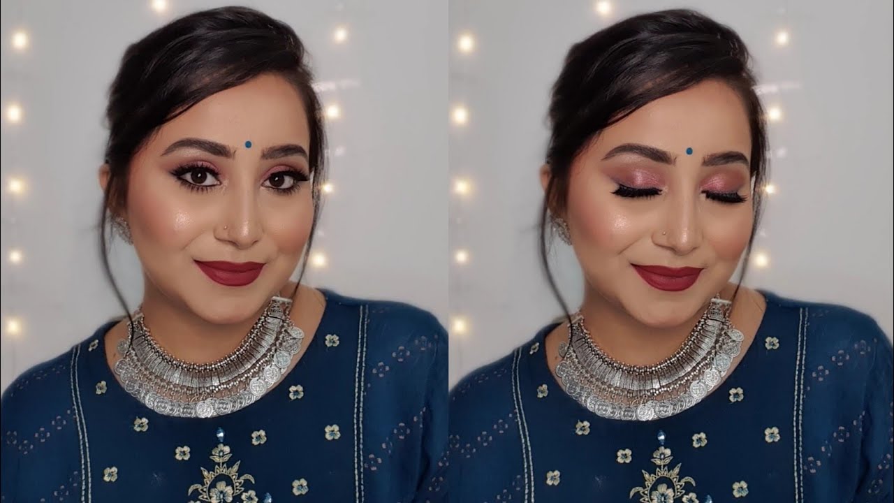 Nepali ma makeup tutorial | parlour jasto makeup ghar ma kasari garne ? #Bluekurthi #makeuptutorial