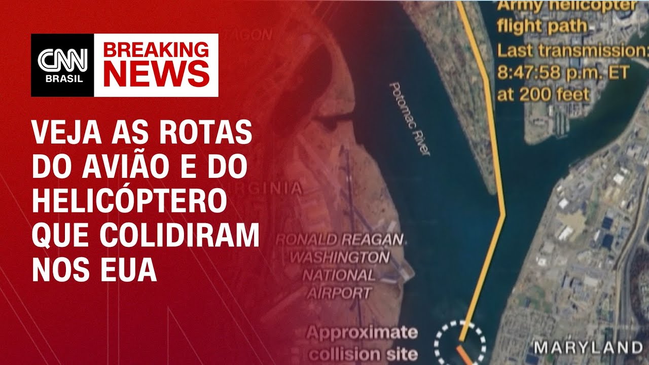 Veja as rotas do avião e do helicóptero que colidiram nos EUA | CNN NOVO DIA