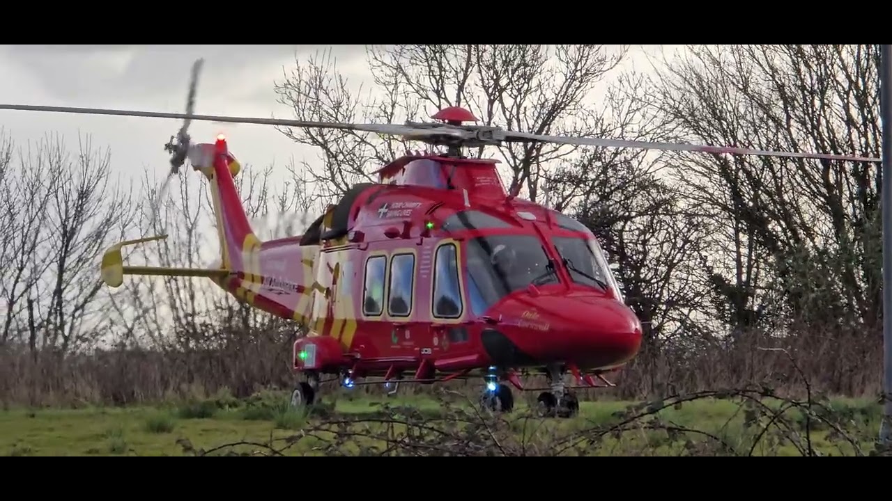 Cornwall Air Ambulance G-CNLL (HLE1) Taking Off At Marjons Plymouth 09/01/26