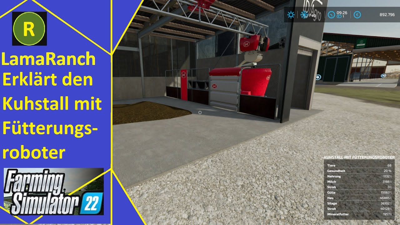 Farming Simulator 22 #LamaRanch# Erklärung Kuhstall mit Fütterungsroboter (Deutsch)