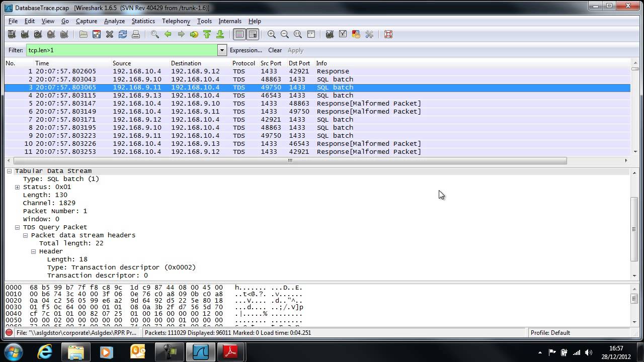 RPR NA03: Analysing SQL Server performance using Wireshark and Excel - Part 1