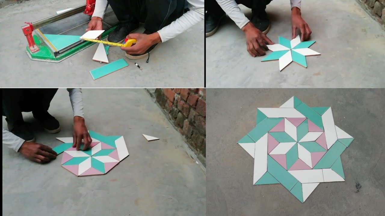 How to create 3d floor tiles design with tile pieces