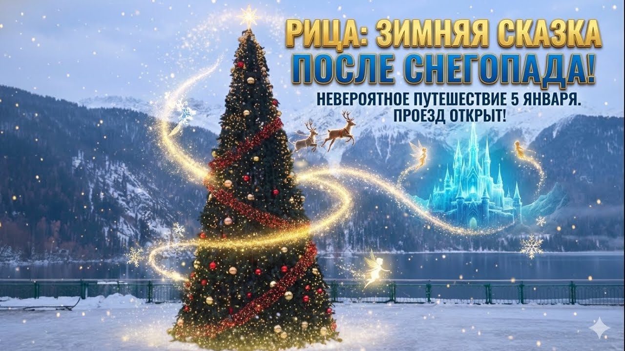 Рица зимой. Абхазия 2026 после снегопада. 