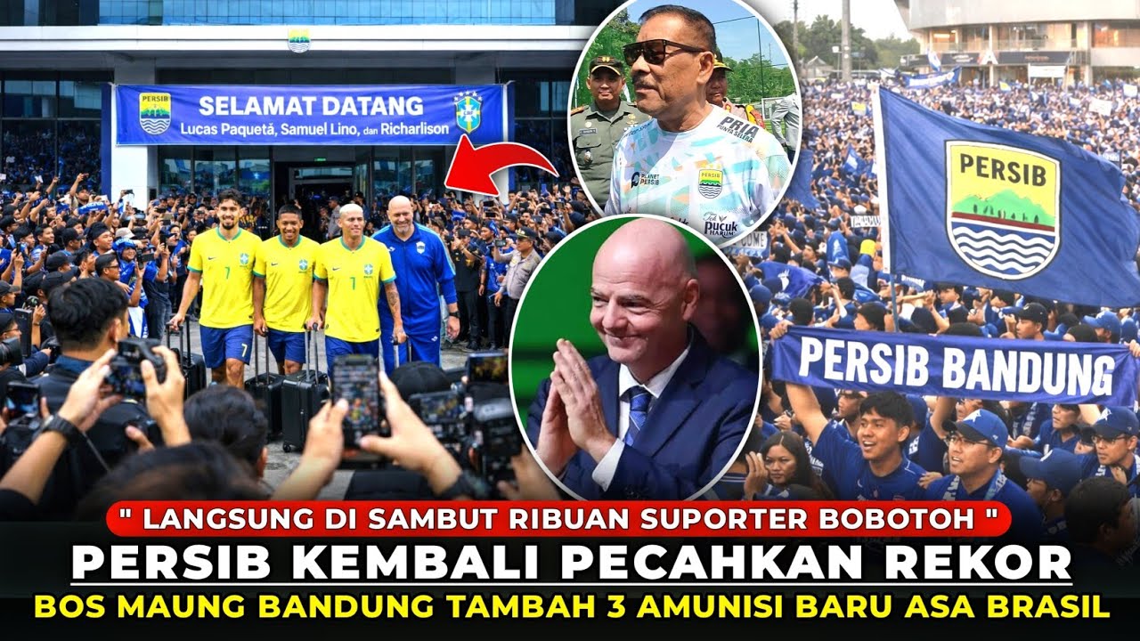 WOW! DETIK-DETIK RIBUAN BOBOTOH SAMBUT KEDATANGAN 3  PEMAIN BRASIL, PERSIB KEMBALI PECAHKAN REKOR