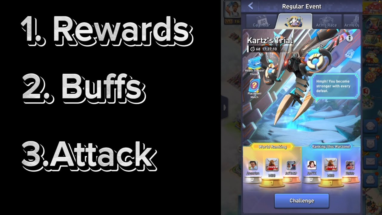 TOPWAR: Kartz’s Trial ADVANCED GUIDE | Rewards , Buffs , Best Approach