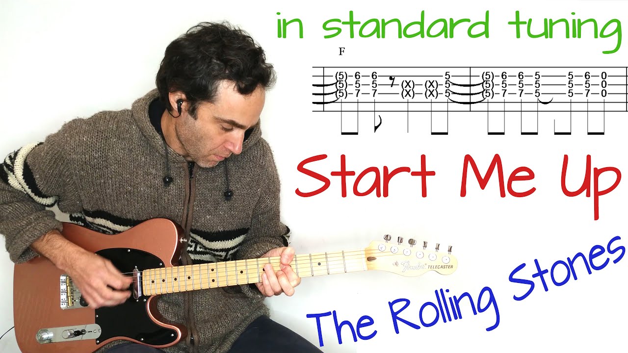 Start Me Up in standard tuning - The Rolling Stones - Guitar lesson / tutorial / cover with tab