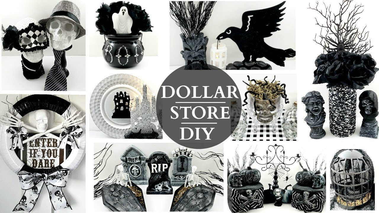 10 Dollar Store DIYs ~ Halloween Black & White Themed Home Decor ~ Classy & Creepy Crafts!
