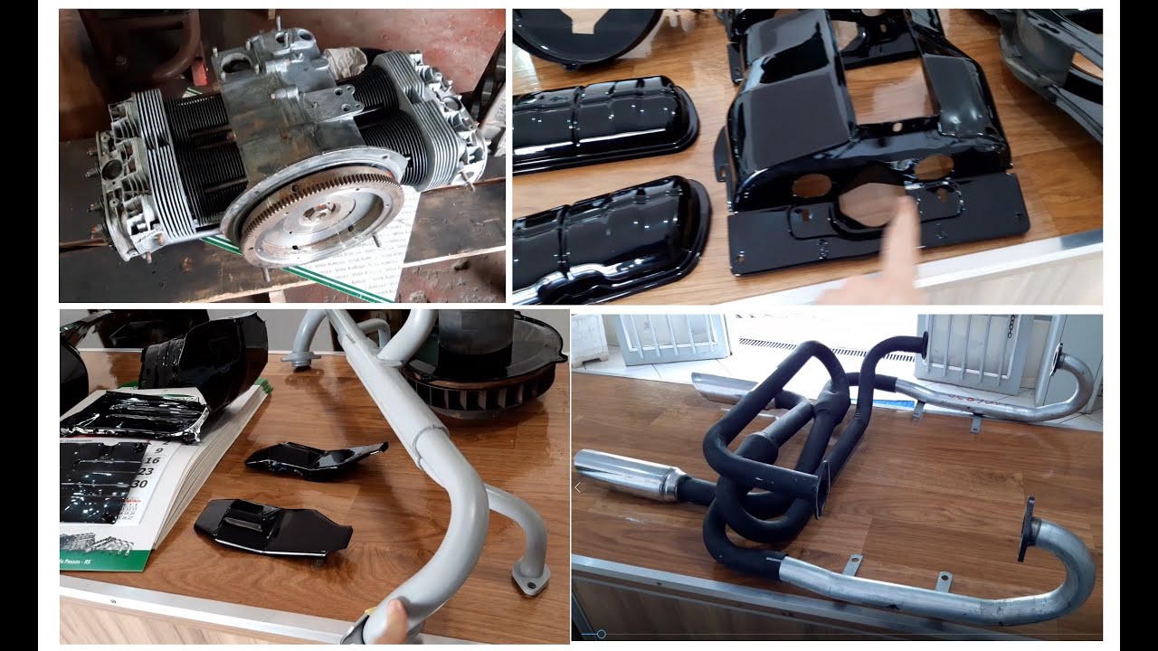 Motor FUSCA parte 5 - Motor já montado parcial e pintura das latas
