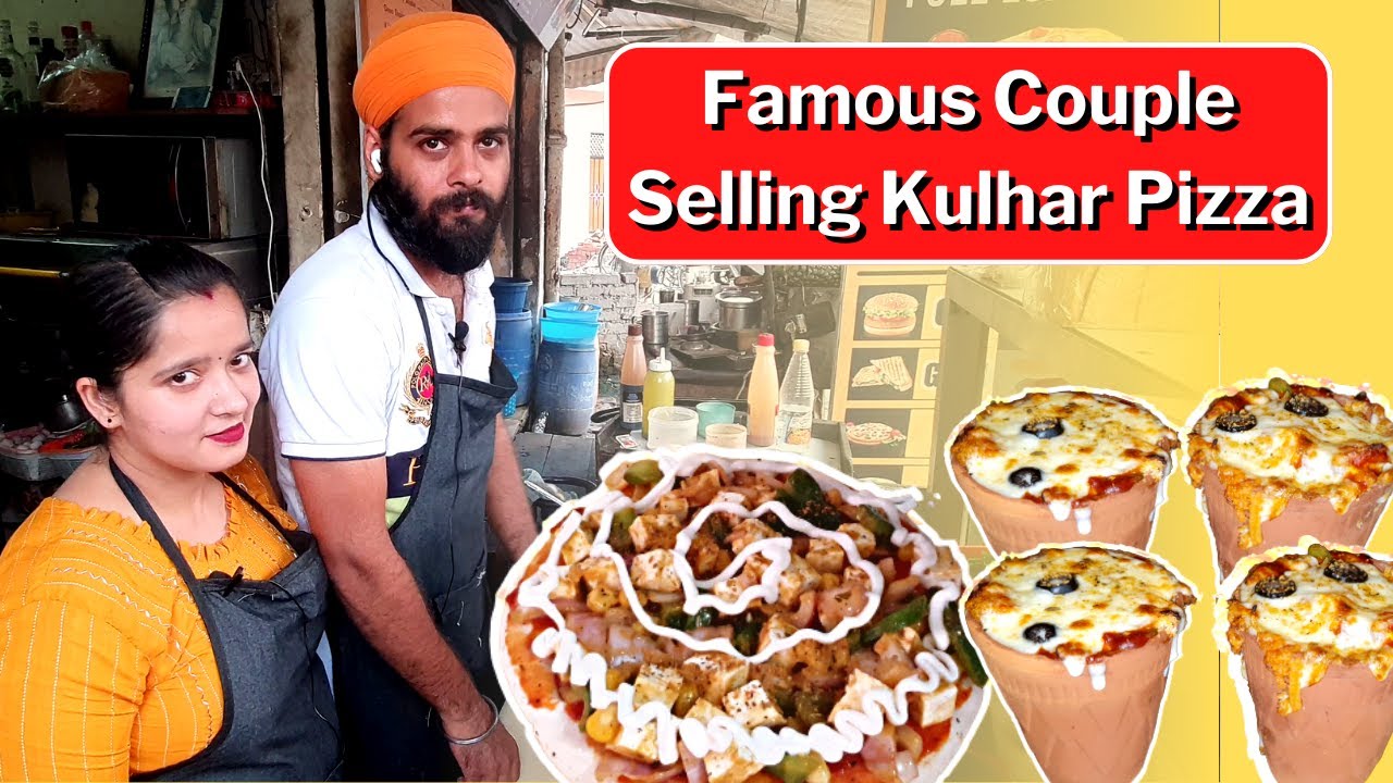 Couple Selling Kulhar Pizza in Jalandhar | Viral Kulhad Pizza | Indian Street Food | Food Vlog