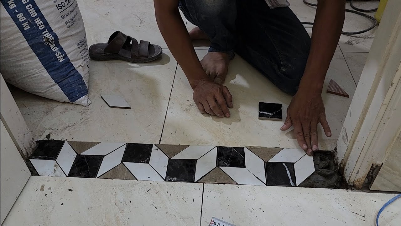 quá trình sửa chữa lát gạch 3d viền cửa căn hộ chung cư lê thành
