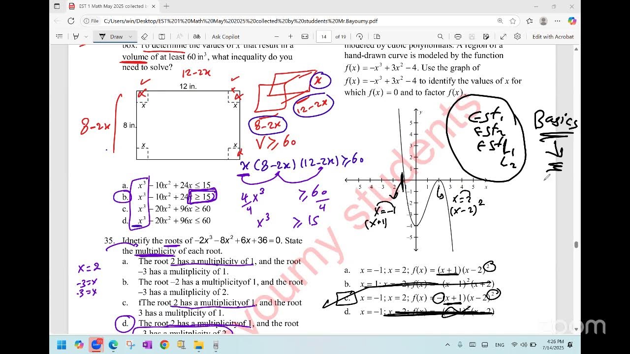 Est1 may 2025 Mr.Bayoumy 5-2025 collected by students math (question no 7 no calc ~what is m not a~